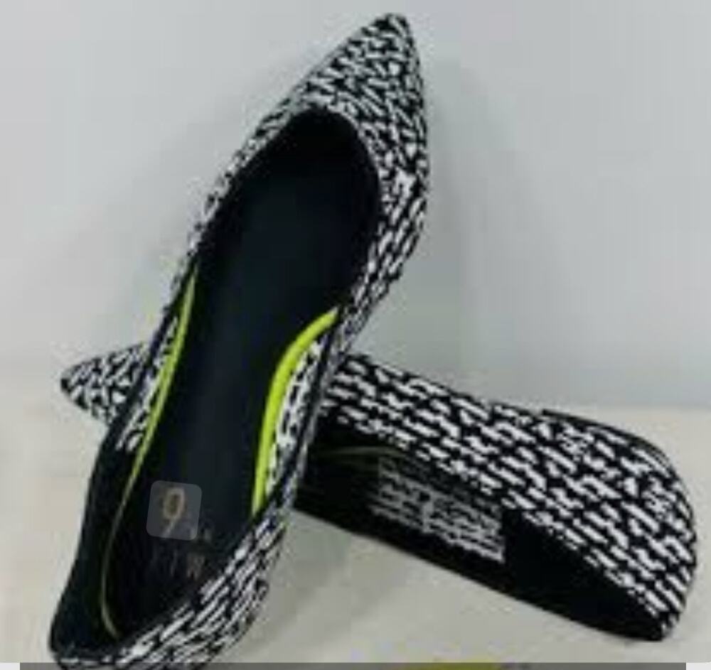 Mix No. 6 Black and White Geometric Knit  Patterned Ballet Flats Sz 9.5 Preppy